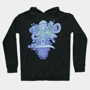 skull of pirate captain with saber in jaw Hoodie